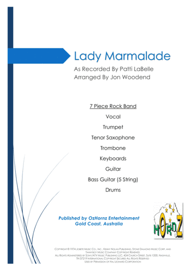 Lady Marmalade (arr. Jon Woodend)
