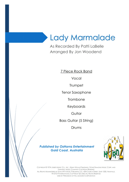 Lady Marmalade (arr. Jon Woodend)