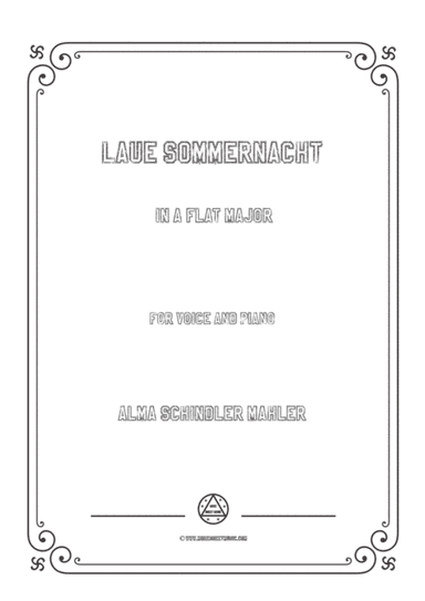 Alma Mahler-Laue Sommernacht in A flat Major, for Voice and Piano (arr. MSM)