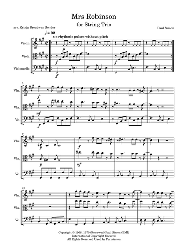 Mrs. Robinson (arr. Krista Broadway Swider)