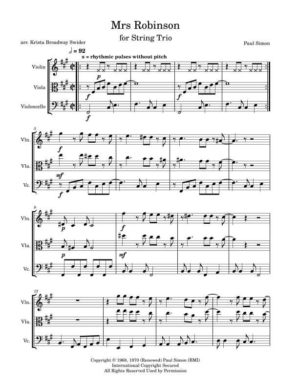 Mrs. Robinson (arr. Krista Broadway Swider)