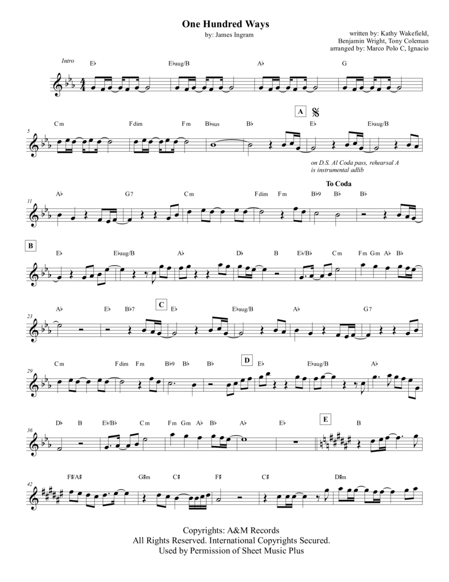 One Hundred Ways (arr. Marco Polo C. Ignacio)