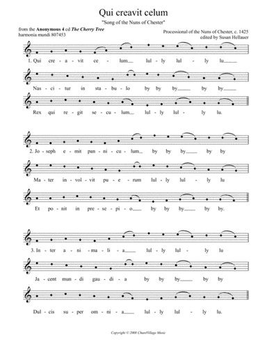 Carol: Qui creavit celum, from Anonymous 4: "The Cherry Tree" - Score Only (arr. Susan Hellauer)