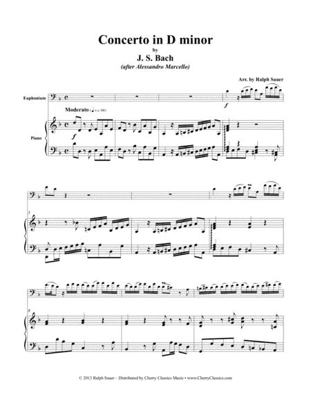 Concerto in D minor for Euphonium & Piano (arr. Ralph Sauer)