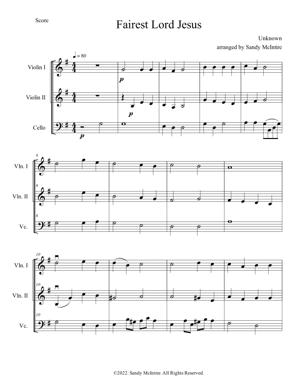 Fairest Lord Jesus (arr. Sandy McIntire)