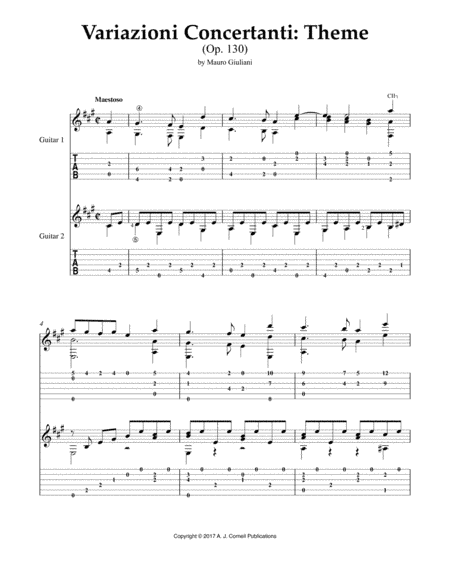 Variazioni Concertanti: Theme (Op. 130) (arr. A. J. Cornell Publications)