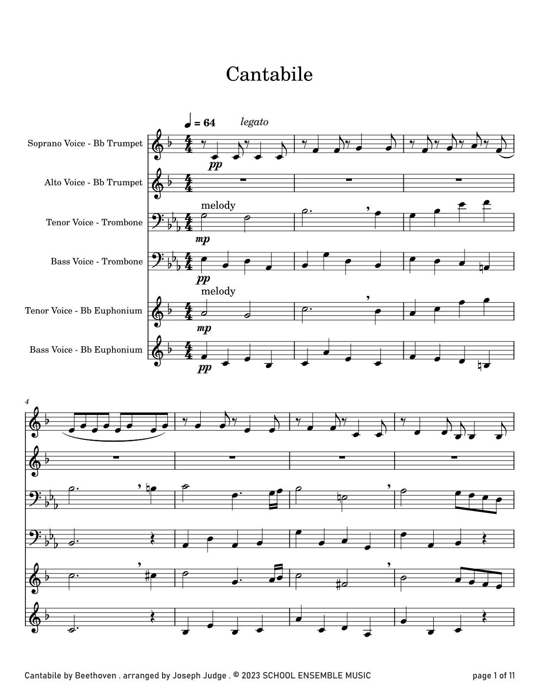 Cantabile by Beethoven for Brass Quartet in Schools (arr. Joseph Judge)