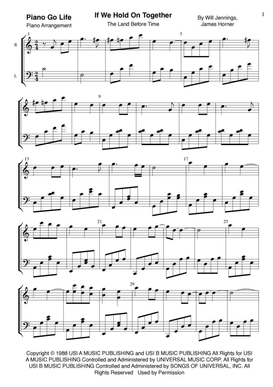 If We Hold On Together (arr. Piano Go Life)
