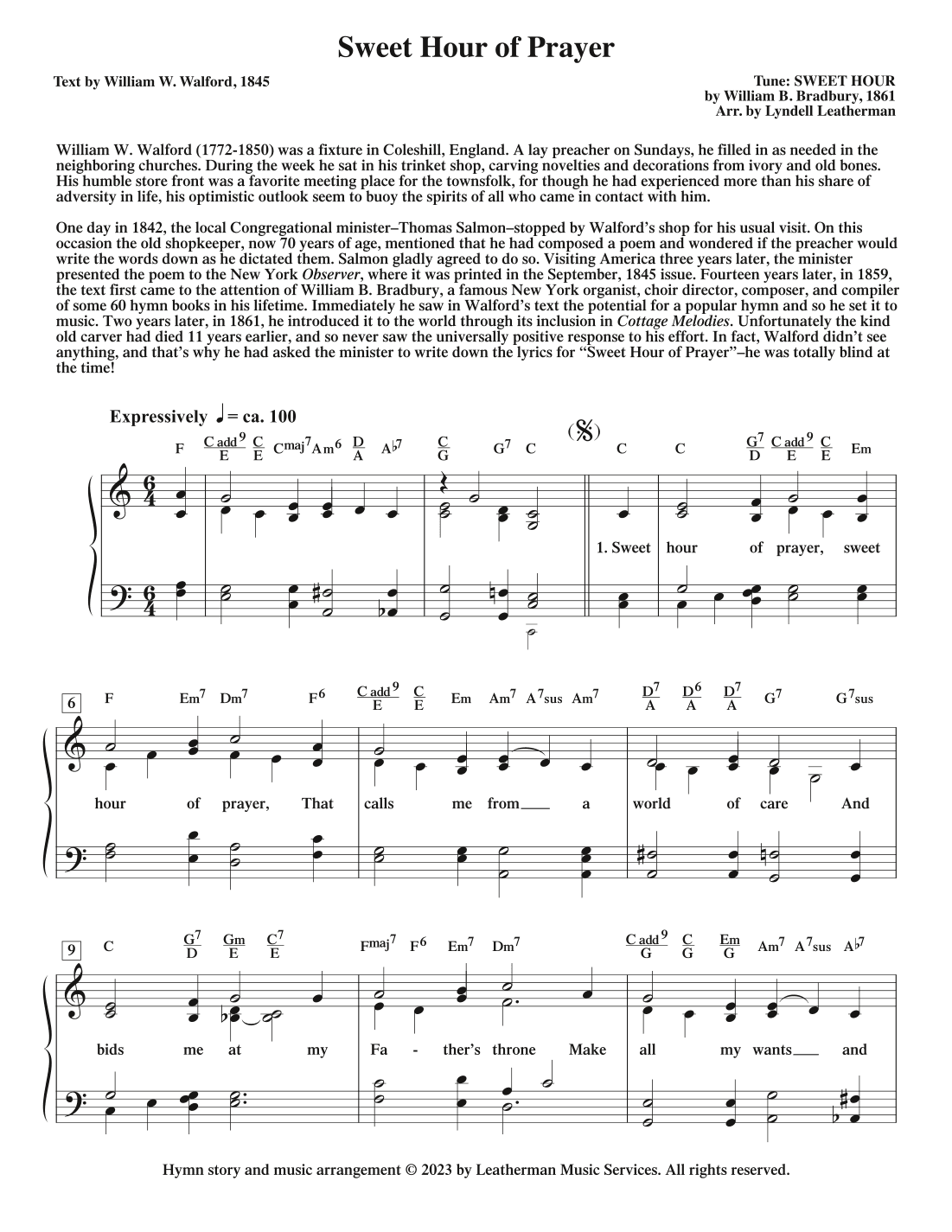 Sweet Hour of Prayer (arr. Lyndell Leatherman)