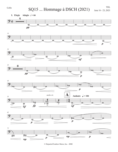 SQ15 ... Hommage à DSCH (2021) for string quartet, cello part