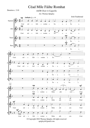 Céad Míle Fáilte Romhat (SATB A Cappella) (arr. Thomas Quigley)