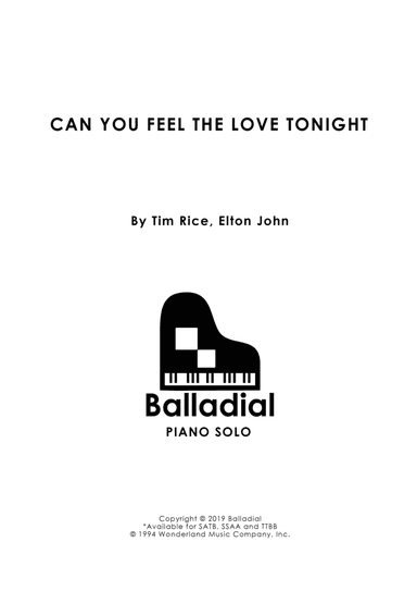 Can You Feel The Love Tonight (arr. Jessica Ranft)