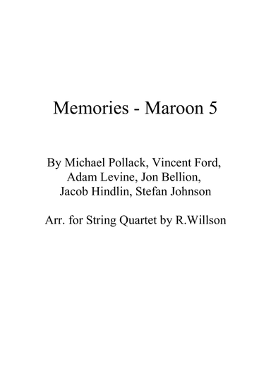 Memories (arr. Rebecca Willson)