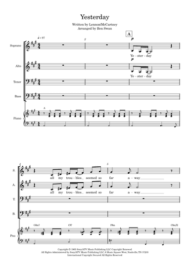 Yesterday (arr. Ben Swan)