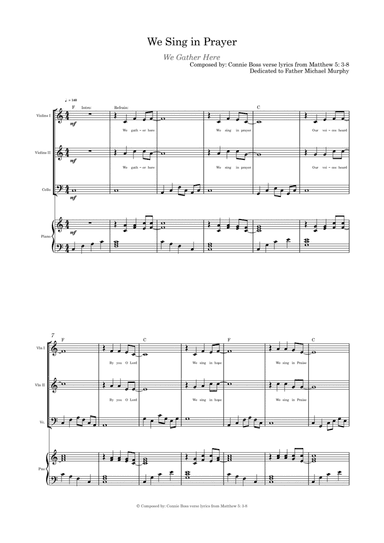 We Sing in Prayer - Strings Trio/Quartet and Piano