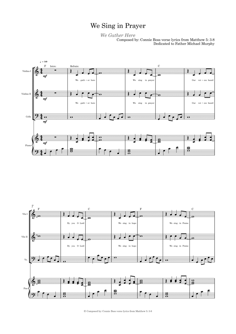 We Sing in Prayer - Strings Trio/Quartet and Piano