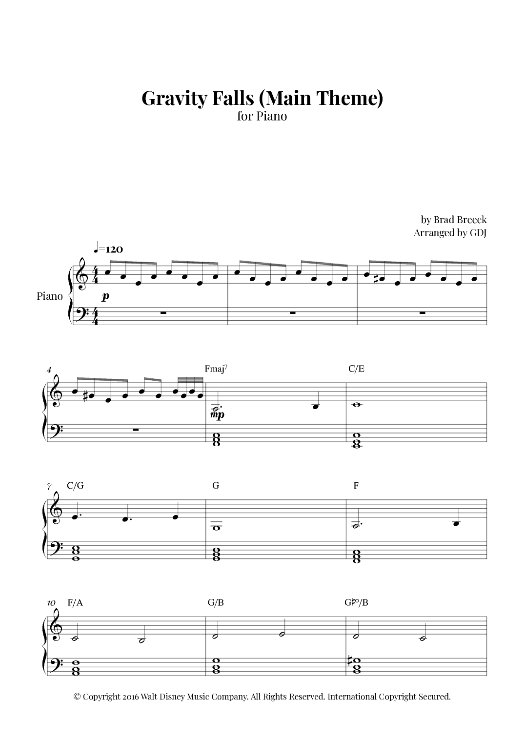 Gravity Falls (main Theme) (arr. GDJ)