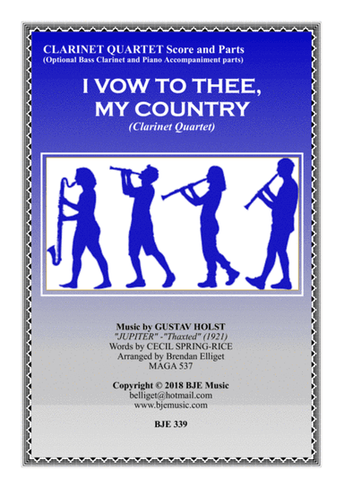 I Vow To Thee My Country - Clarinet Quartet Score and Parts PDF (arr. Brendan Elliget MAGA 537)
