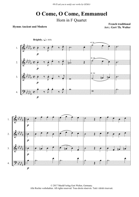 O Come, O Come, Emmanuel (arr. Gert Th. Walter)