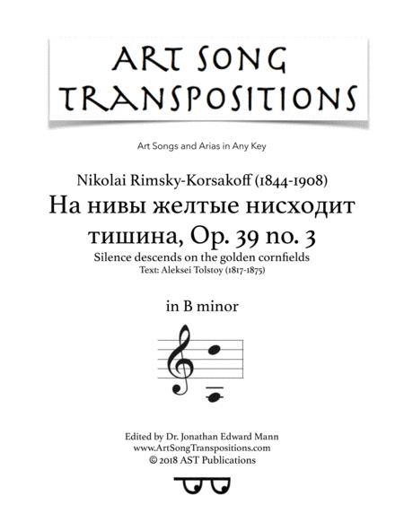 RIMSKY-KORASKOFF: Silence descends on the golden cornfields, Op. 39 no. 3 (B minor) (arr. ArtSongTranspositions.com)