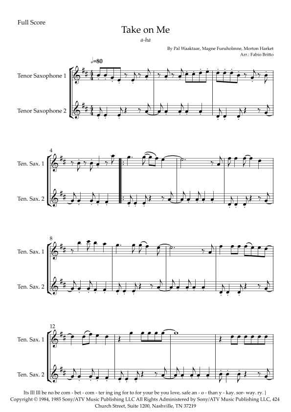 Take On Me (arr. Fabio Britto)