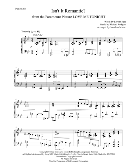 Isn't It Romantic? (arr. Jonathan Mastro)