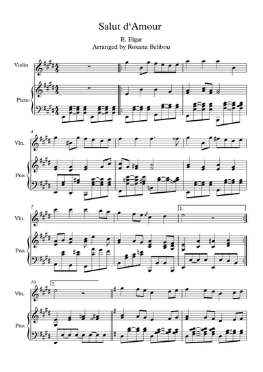 Salut d'amour Op.12 Violin (Flute) & Piano (arr. Roxana Belibou)