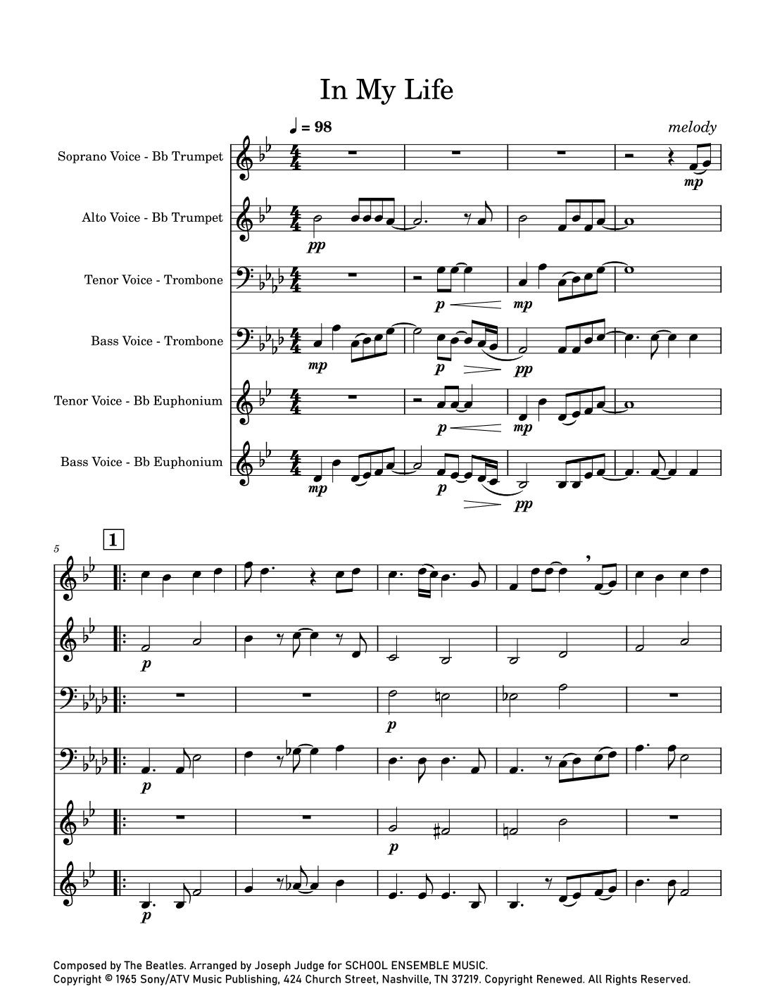 In My Life (arr. Joseph Judge)