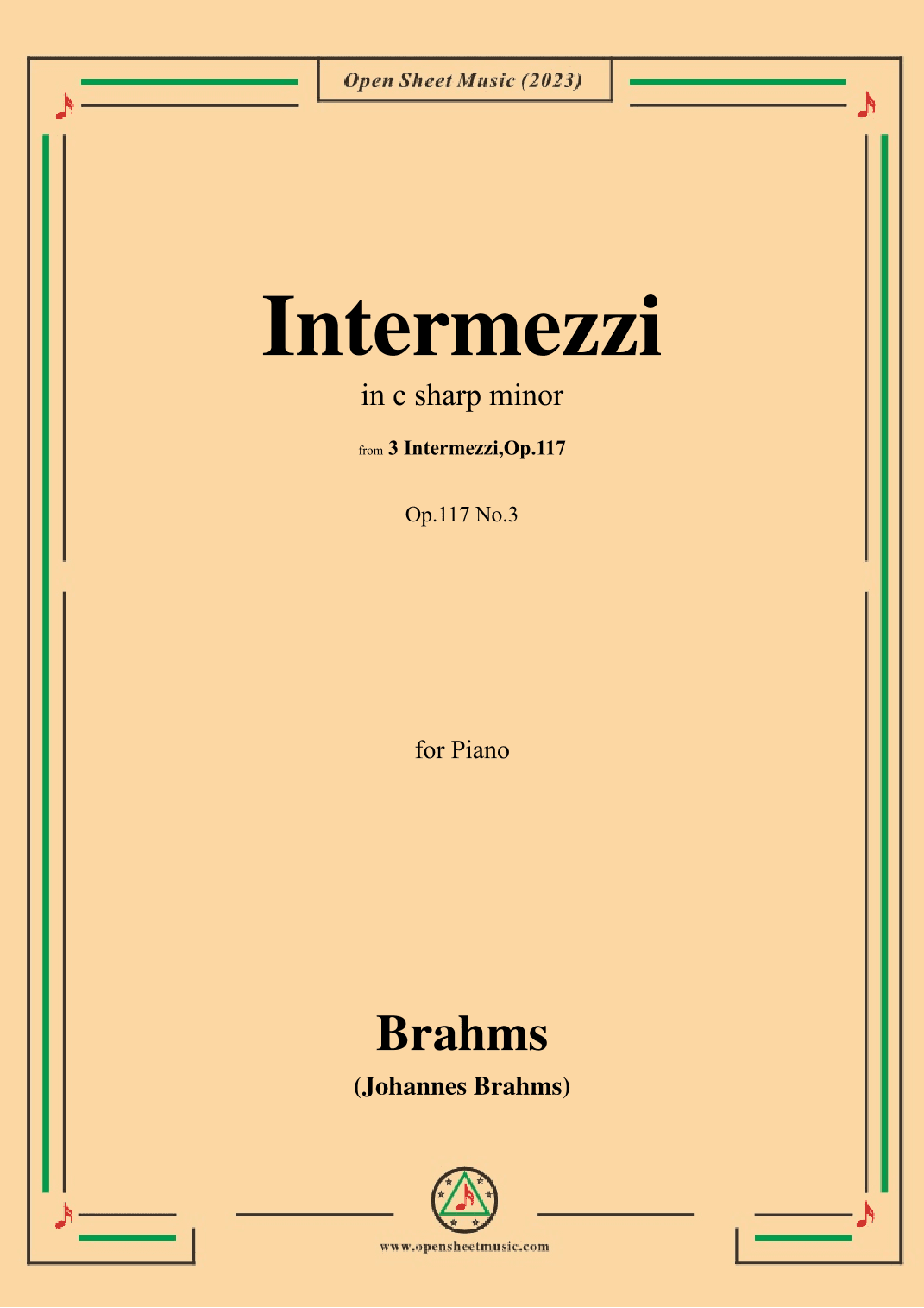 Brahms-Intermezzi,in c sharp minor,Op.117 No.3 (arr. OSM Press)