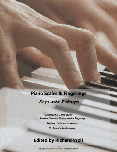 Piano Scales and Fingerings - Keys with 3 sharps (arr. Richard Wolf)