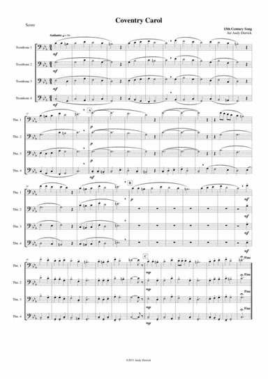 Coventry Carol for Trombone Quartet (arr. Andy Derrick)