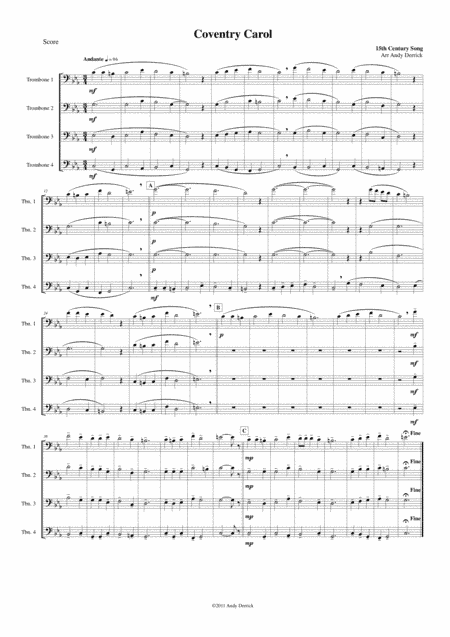 Coventry Carol for Trombone Quartet (arr. Andy Derrick)