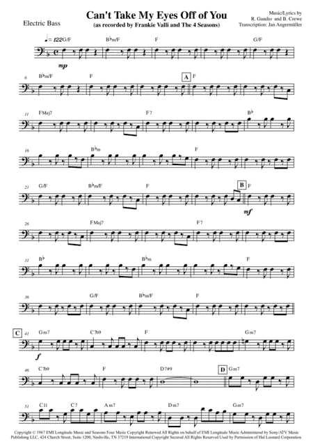 Can't Take My Eyes Off Of You (arr. Jan Angermüller)