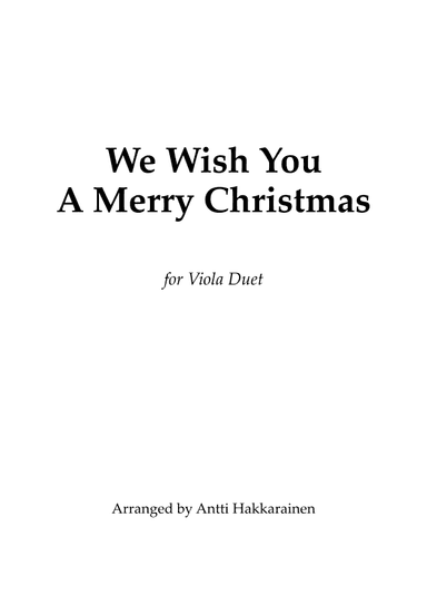 We Wish You A Merry Christmas - Viola Duet (arr. Antti Hakkarainen)