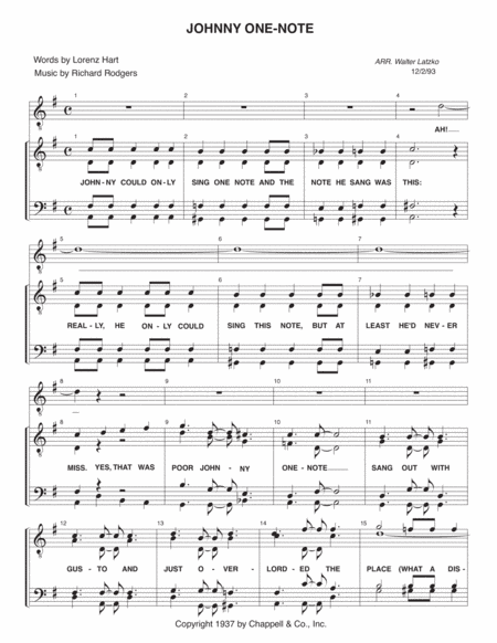 Johnny One-note (arr. Walter Latzko)