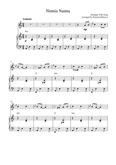 Ninnia Nanna (oboe solo and piano accompaniment) (arr. Kaiserin Rebecca)
