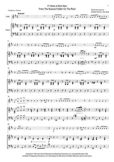 If I Were A Rich Man (arr. John Nicolaus)