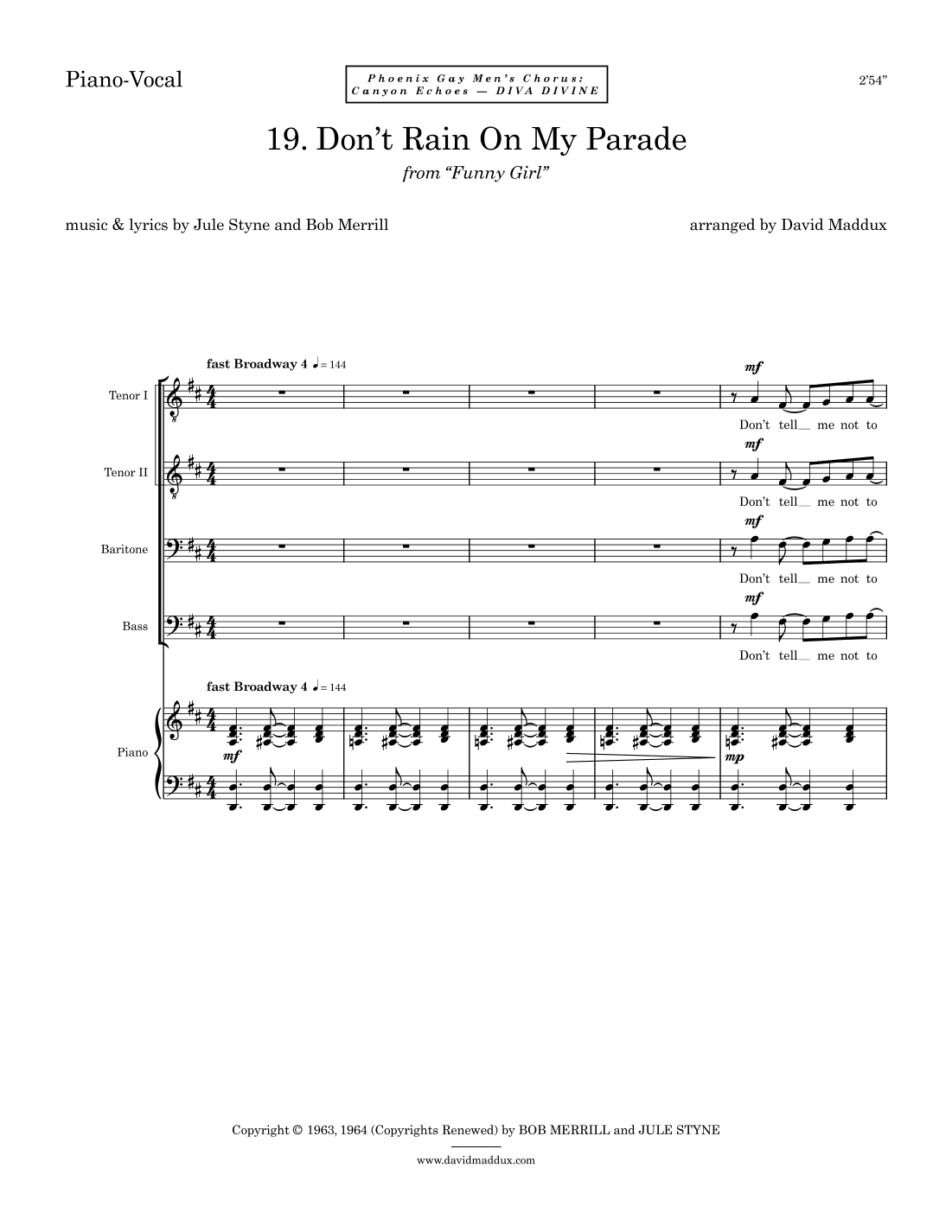 Don't Rain On My Parade (arr. David Maddux)