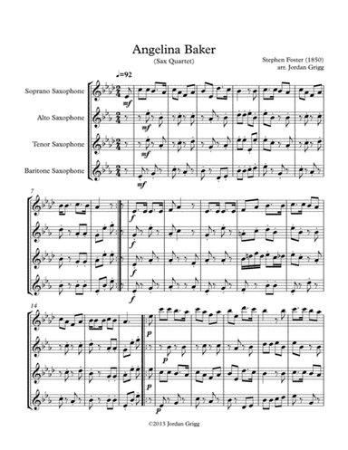 Angelina Baker (Sax Quartet) (arr. Jordan Grigg)