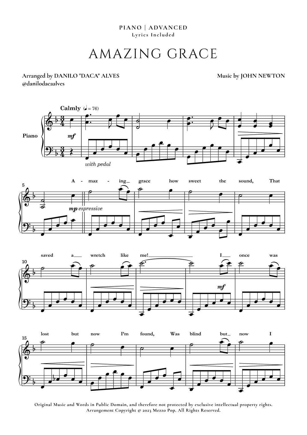 Amazing Grace (arr. Danilo "Daca" Alves)