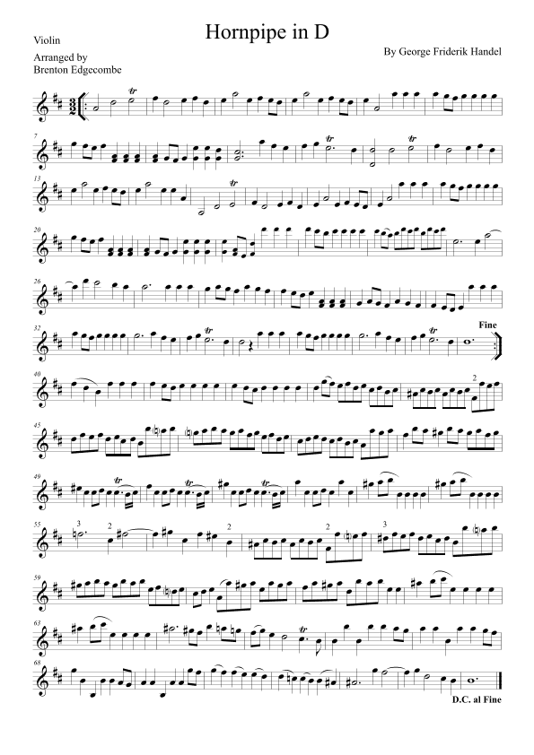 Hornpipe in D major, HWV 356 from the Water Music (arr. Adelaide String Duo)