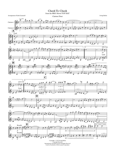 Cheek To Cheek (arr. Keith Gemmell)