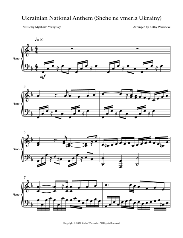 Ukrainian National Anthem (Shche ne vmerla Ukrainy) (arr. Kathy Warnecke)