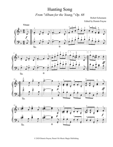 Hunting Song (Op. 68 No. 7) (arr. Presto! It's Music Magic Publishing)