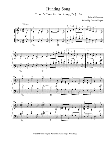 Hunting Song (Op. 68 No. 7) (arr. Presto! It's Music Magic Publishing)