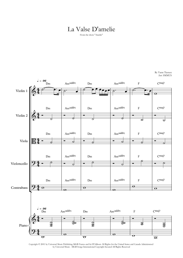 La Valse D'amelie (arr. SMMUS)