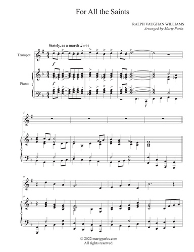 For All the Saints (Trumpet-Piano) (arr. Marty Parks)