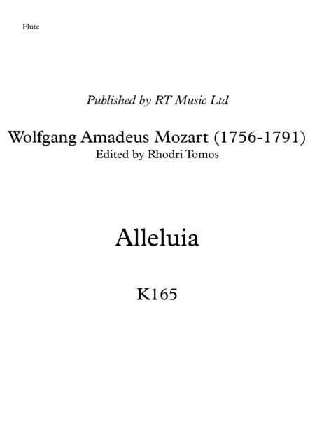Mozart K165 - Allelujah - solo trumpet and cornet parts (arr. Rhodri Tomos)
