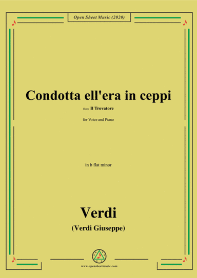 Verdi-Condotta ell'era in ceppi,in b flat minor,for Voice and Piano (arr. MSM)
