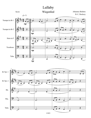 Brahms's Lullaby (Brass Quintet) (arr. B. C. Dockery)